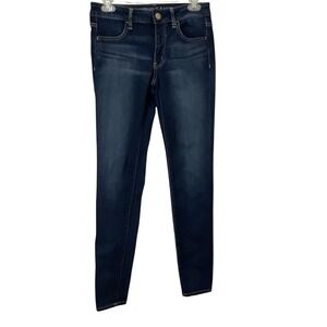 American Eagle Jeggings Size 6 Long‎ Wash Dark Blue Super Stretch Denim Jeans